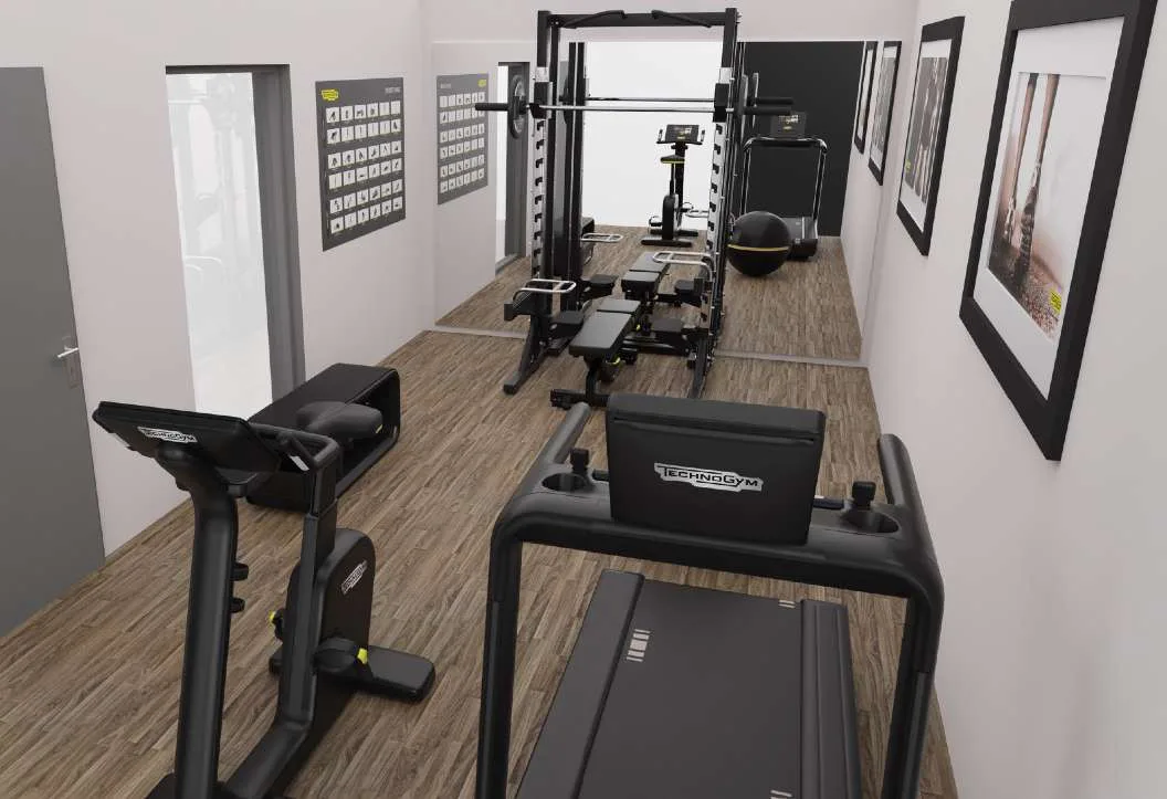 VIDA-Fitness-BOX: eingerichteter Fitnessraum mit Trainingsgeräten