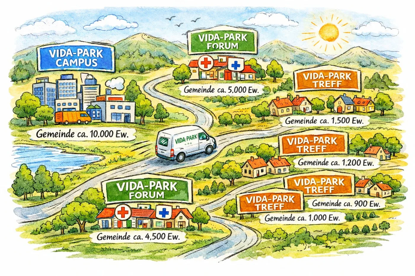 Kartenübersicht: VIDA-PARK Campus, Forum und Treff für Gemeinden unterschiedlicher Größe